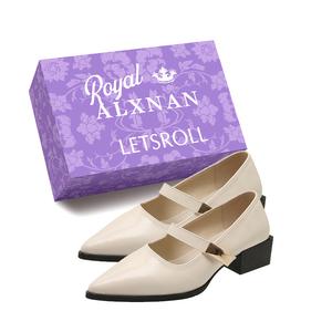 Alxnan Блок каблук туфли Мэри Джейн женские - бежевые+коробка, цвет Beige+Box