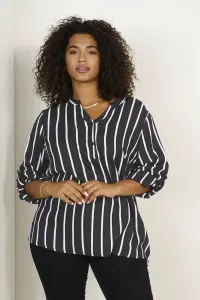 Блузка kcsida Kaffe Curve, Black/Chalk Stripe