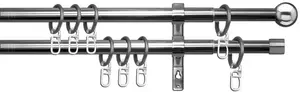 Карниз для штор "мой дом" "Bari", 2 направляющие, выдвижной, телескопический штанга с плавной регулировкой My home 200–350 см, Ø 19 мм, цвет edelstahlfarben