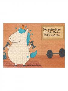 Mr. & Mrs. Panda Дизайн пазла «Единорог для фитнеса» с надписью белого цвета