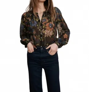 Шелковая блузка Ashlynn в черном многоцветном исполнении Veronica Beard