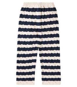 Трикотажные хлопковые брюки в полоску Марина The New Society, темно-синий