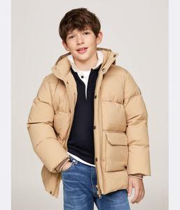 Куртка детская Tommy Hilfiger свободного кроя с капюшоном, бежевый