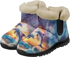 Зимние ботинки Jeiento Dolphin для женщин, теплые, уютные, утепленные слипоны для прогулок, Sea Dolphin