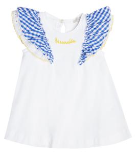 Топ из хлопкового джерси для младенцев Monnalisa, Bianco+Bluette