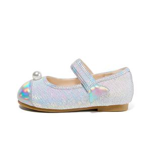 Коллекция мерцающей обуви. Детская кожаная обувь для детей от 3 до 7 лет. Snoffy, серебряный