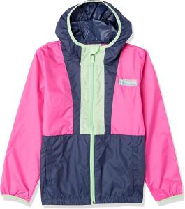 Columbia Boys' Back Bowl Hooded Windbreaker, Pink Ice/Nocturnal/Key West