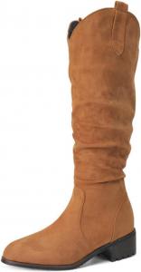 Женские свободные сапоги средней длины из искусственной замши с толстым низким каблуком, модные осенние и зимние сапоги на каждый день JMdfcqer, Yellow