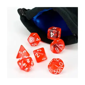 Красный полупрозрачный с белым (7), Dice - 7 Piece Poly Sets - Glacier/Translucent (Easy Roller Dice)