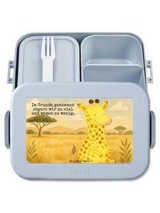 Mr. & Mrs. Panda Дизайн бенто-бокса «Жираф доволен» с надписью, пастельно-голубой цвет