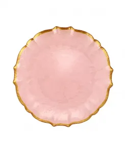 Тарелка обеденная стеклянная в стиле барокко 10,5 дюймов Vietri, pink