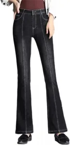 Женские джинсы-клеш с высокой талией, утепленные флисом, большие размеры