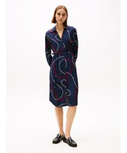 Платье-рубашка из вискозы с длинными рукавами