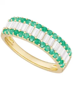 Кольцо с драгоценными камнями и бриллиантами (1/4 карата) из 14-каратного золота (также из 14-каратного белого золота) Macy'S, emerald