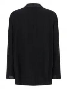 Шелковый блейзер с шалевыми лацканами Alberta Ferretti, черный