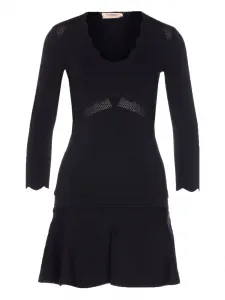 Платье с V-образным вырезом и волнистым подолом TWINSET, черный