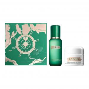 Набор для ухода за кожей HAILANZHIMI 520 Box Limited Edition: восстанавливающая эссенция, успокаивающая и освежающая, 150 мл + 15 мл La Mer, two-piece set: revitalizing essence water 150ml+miracle cloud velvet cream 15ml