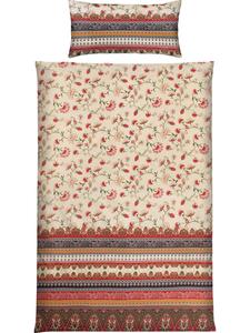 Постельное белье из сатина Мако бежево-красного цвета Erwin Müller, 155 x 200 + 80 x 80 см