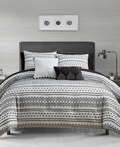 Комплект постельного белья Chaplin с принтом, 9 предметов, размер Queen Macy's, черно-белый