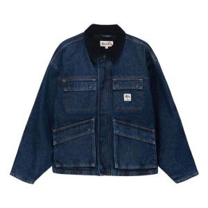 Куртка washed canvas shop jacket 'blue' Stussy, синий