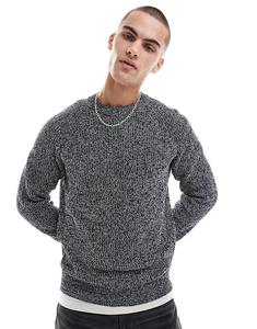 Джемпер с текстурной вязкой темно-синего цвета ONLY & SONS