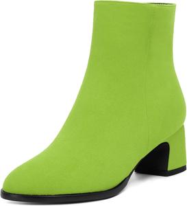 Женские ботинки SKYSTERRY на молнии, с круглым носком, замшевые, для улицы, вечерние, с массивным низким каблуком, до щиколотки, 2 дюйма