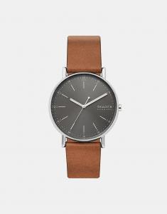 Мужские фирменные часы Skagen с тремя стрелками, нержавеющая сталь — КОРИЧНЕВЫЕ