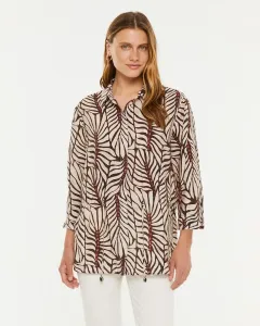 Женская блузка с принтом, отложной воротник, французский рукав Paz Torras, коричневый