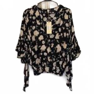 Топ с длинными рукавами и эластичным низом в мультицветном исполнении ELAN