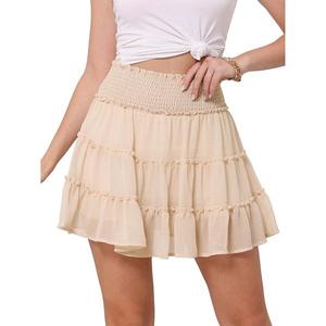 Юбка-шорты с ярусными рюшами и присборенной талией Inspire Chic, Beige