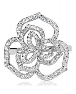 Кольцо Suzy Levian из стерлингового серебра с кубическим цирконием в виде полевого цветка Suzy Levian New York, White