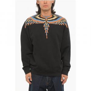 Толстовка с круглым вырезом OPTICAL WINGS из начесаного хлопка Marcelo Burlon, Black