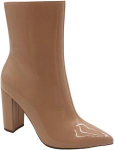 Женские ботильоны на массивном каблуке с острым носком и молнией BAMBOO, Nude Pat