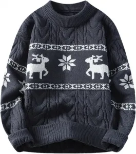 Мужской свитер классический вязаный с круглым вырезом