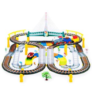 Kinderplay — электропоезд 2 в 1 с гоночной трассой