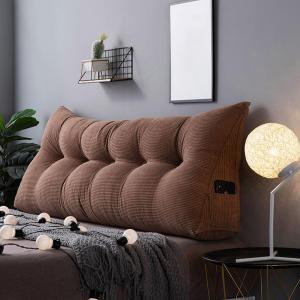 Подушка для чтения, треугольная подушка-клин, подушка для изголовья, спинки, поясничной поддержки, флисовая подушка для изголовья и спинки, большая съемная и моющаяся подушка (цвет: кофейный, размер: King/71 дюйм) COZMAX, Coffee