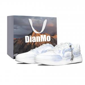 Мужские низкие скейтбордные кроссовки LiNing Acer Truncatum с амортизацией, износостойкостью и легким весом., белый синий (shopping bag)