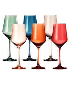 Классический набор из 6 бокалов для вина в стиле ар-деко в пастельных тонах The Wine Savant, multicolor