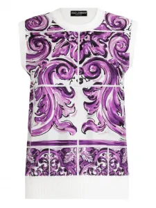 Топ с принтом Majolica DOLCE & GABBANA, белый