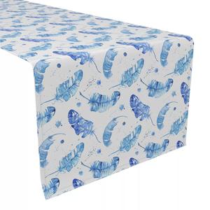 Дорожка для стола, 100 % хлопок, 16x108 дюймов, синие акварельные перья.