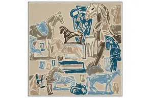 Шелковый платок Chevaux De La Collection HERMES для мужчин, коричневый