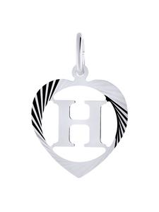 Lucardi Подвеска из серебра 925 пробы в форме сердца с буквой «H»