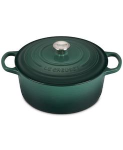 Круглая чугунная кастрюля Signature с эмалированным покрытием, объемом 4,5 кварты Le Creuset, цвет artichaut