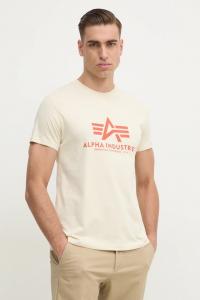 Хлопковая футболка Alpha Industries, бежевый