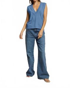 Хрустящая облегченная хлопковая майка без рукавов с V-образным вырезом в цвете Каролина Блю PERFECTWHITETEE, синий