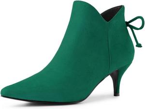 Женские ботильоны Allegra K с заостренным носком и невысоким каблуком, Emerald Green