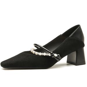 GOSO Туфли Мэри Джейн на массивном каблуке женские черные, цвет Black