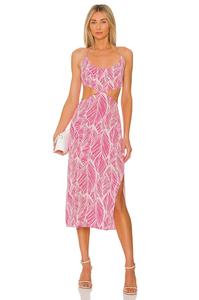 Платье миди Lovers and Friends Makena, цвет Fuchsia Leaf Print