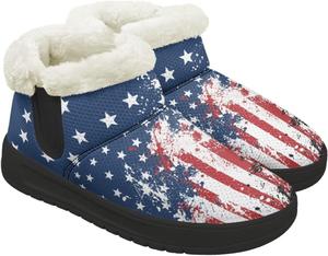Зимние женские ботинки с меховой подкладкой, подошва EVA, утепленные удобные зимние ботинки для снега, уличные, размер 4,5-14 Chririnla, Artistic Usa Flag