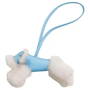 Hermès Budy Аксессуар для сумки из мериносовой шерсти с ягненком Milo Женский Natural & Sky Blue HERMES, Natural & синий